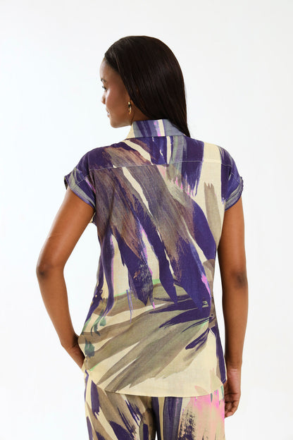 CAP SLEEVE TOP / PALM BREEZE