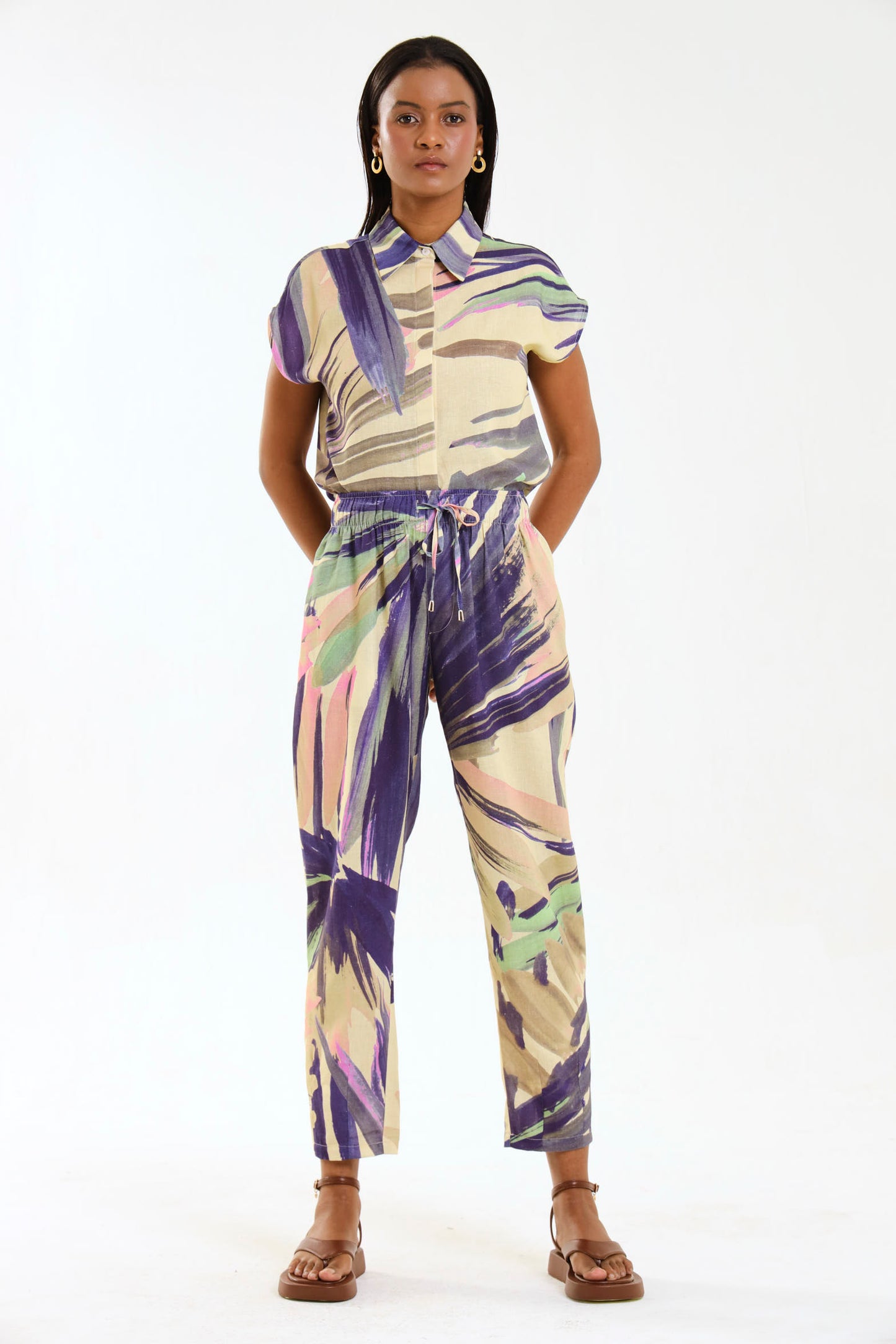 CAP SLEEVE TOP / PALM BREEZE