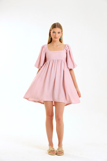 PUFF SLEEVE MIDI / FADED BLOSSOM