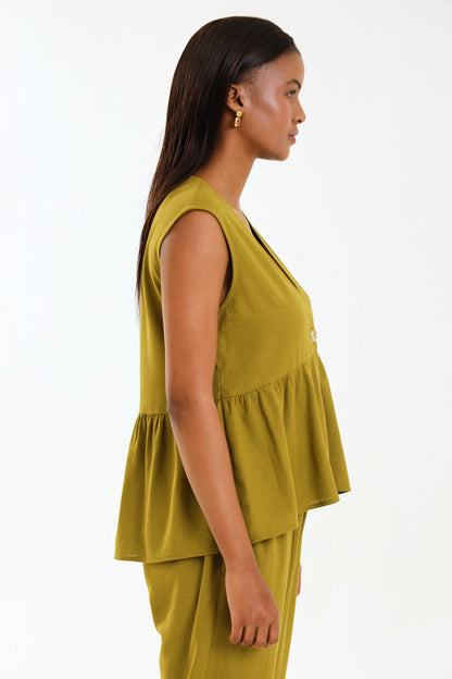 PEPLUM WAISTCOAT / ECRU