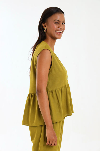 PEPLUM WAISTCOAT / ECRU