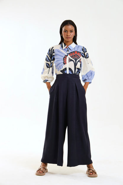 PLEAT PALAZZO / INDIGO