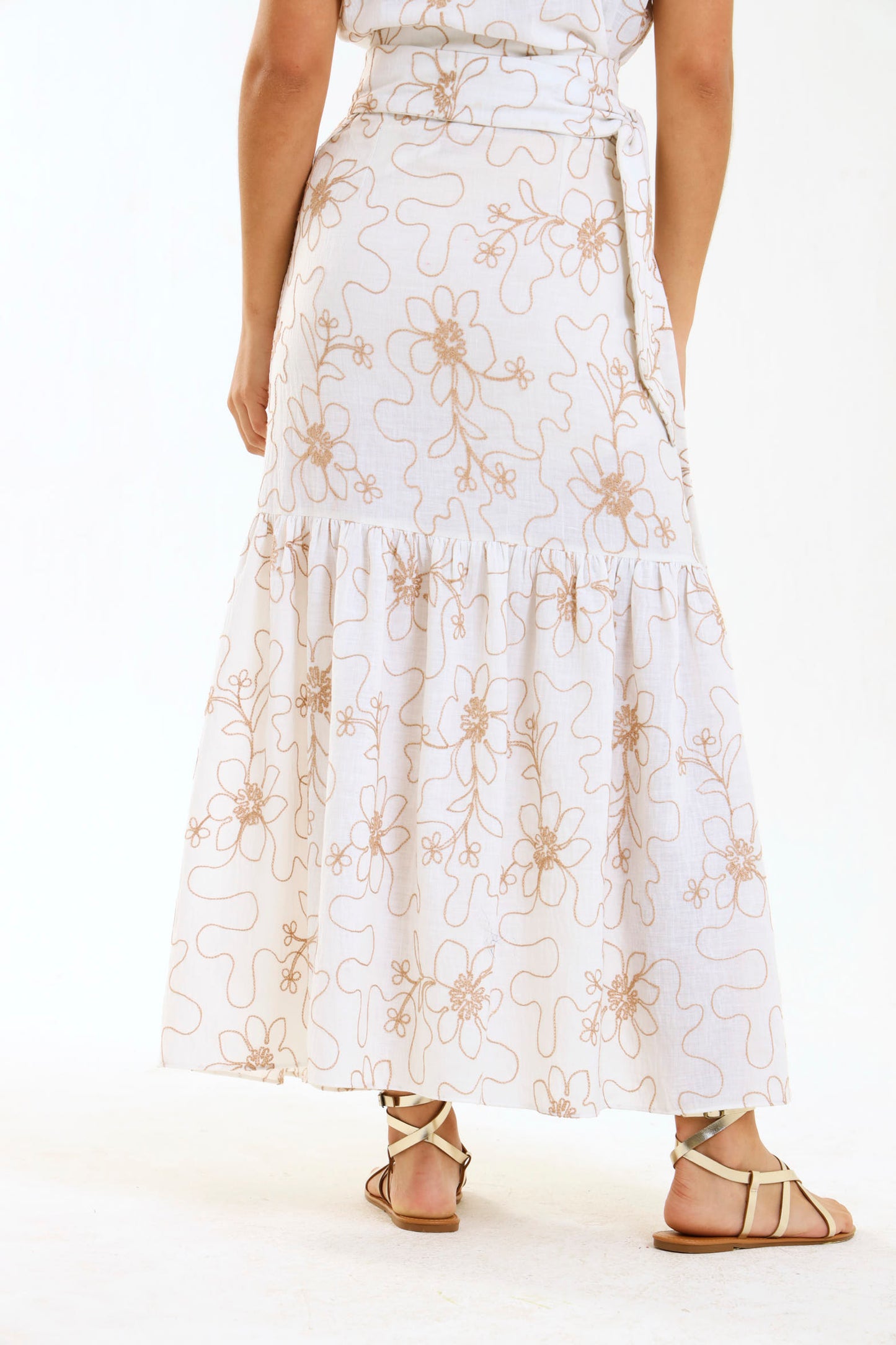 RUFFLE WRAP SKIRT / IVORY BOTANICA