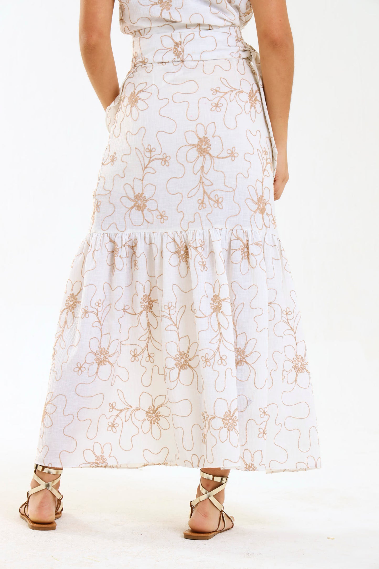 RUFFLE WRAP SKIRT / IVORY BOTANICA