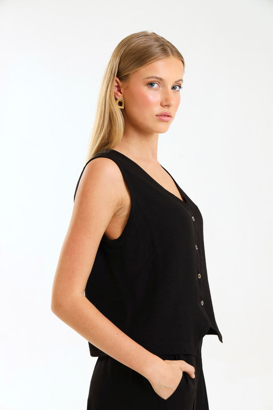 WAISTCOAT TOP / EBONY