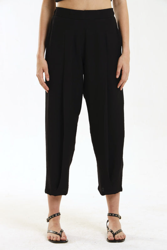BARREL PLEATED PANTS / EBONY