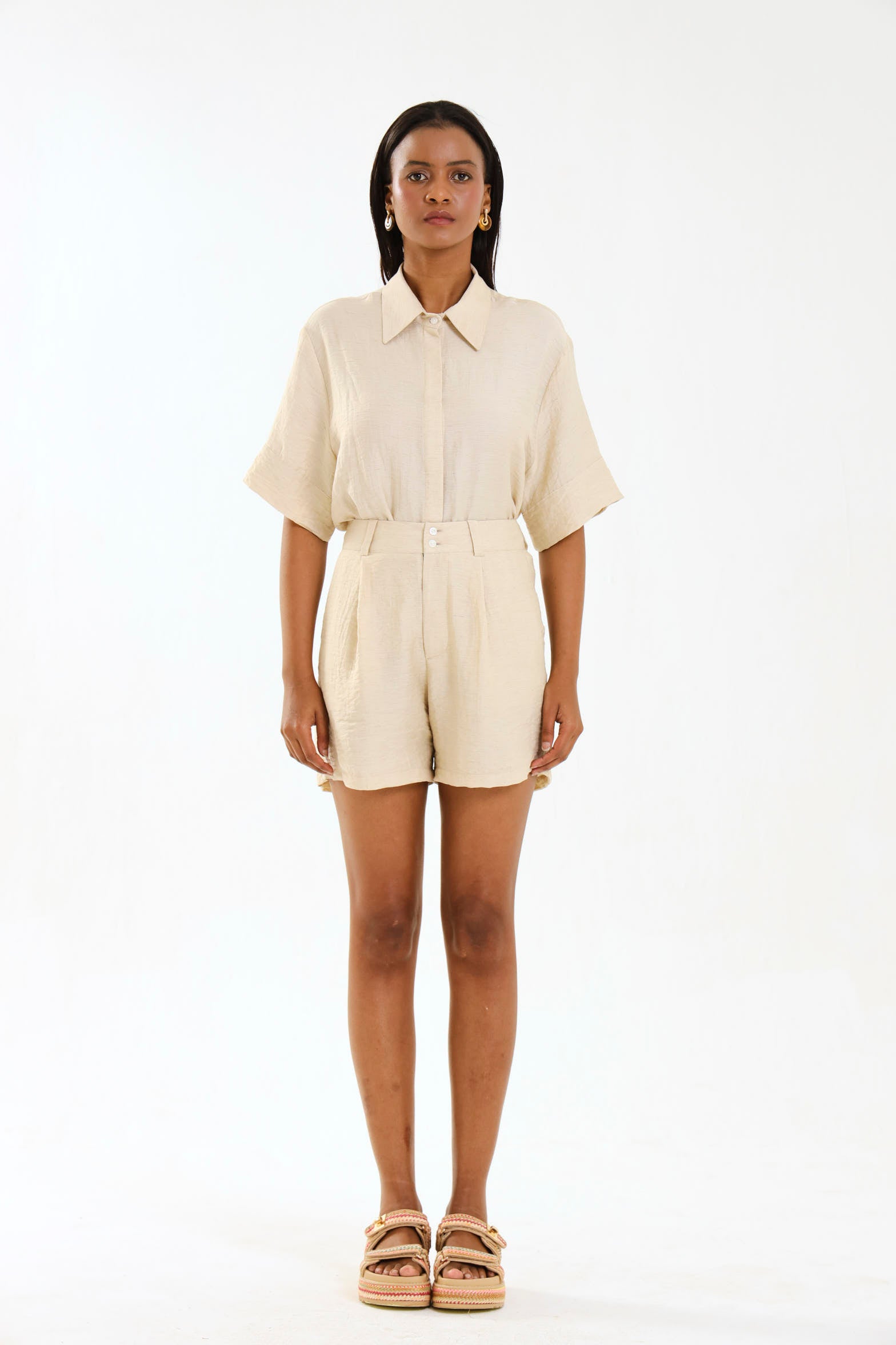 COLLARED BOX  TOP / NATURAL