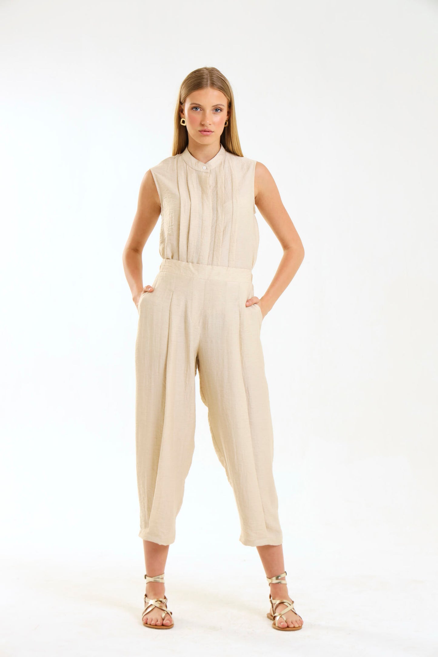 BARREL PLEATED PANTS / NATURAL