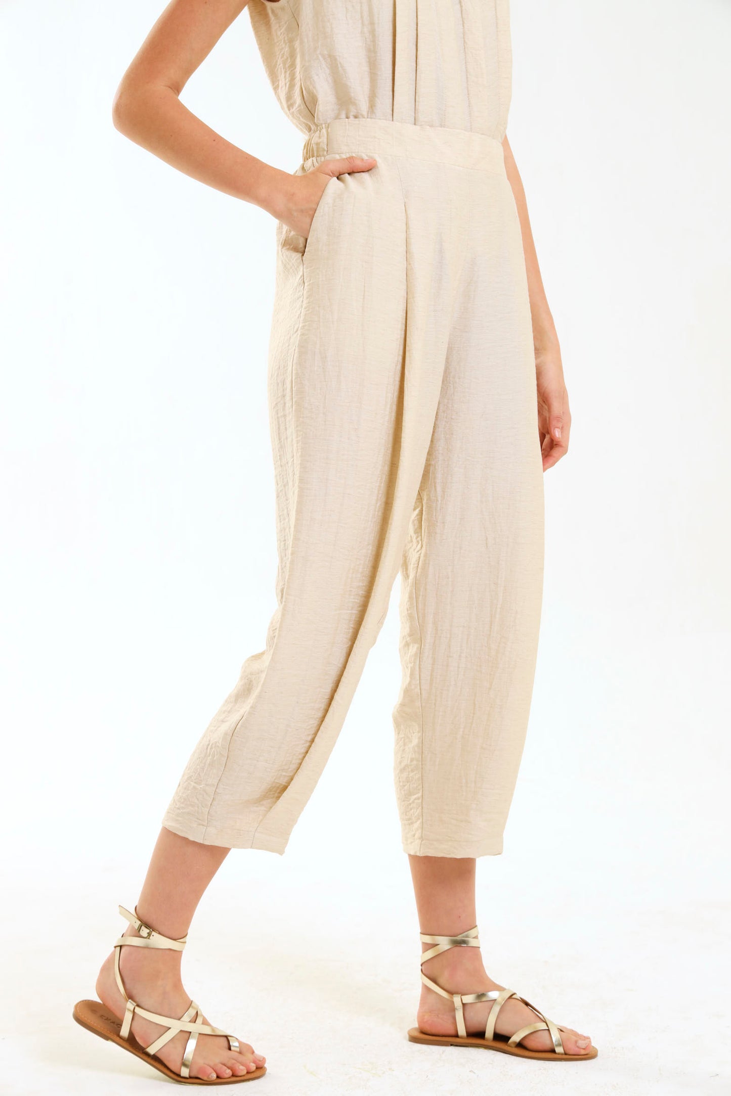 BARREL PLEATED PANTS / NATURAL