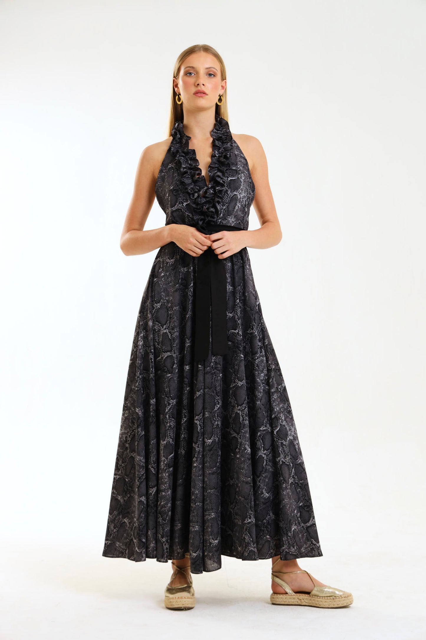 ISADORA HALTER GOWN / GRAPHITE SKIN