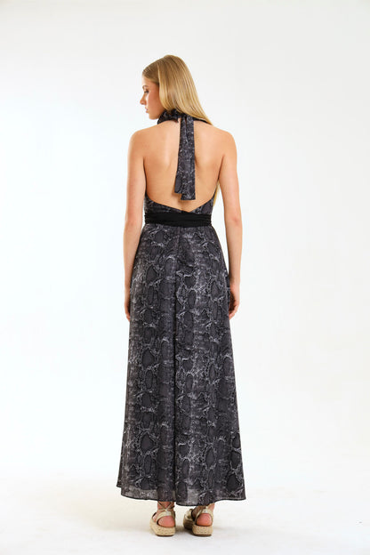 ISADORA HALTER GOWN / GRAPHITE SKIN