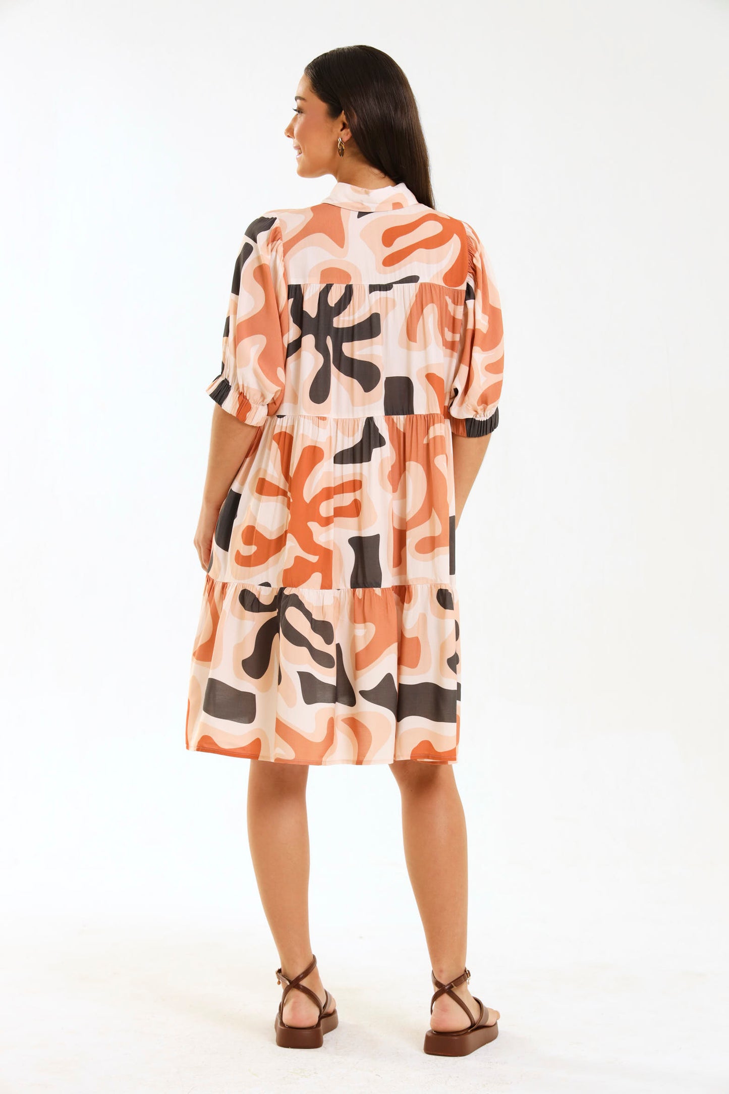 RUFFLE MIDI DRESS / CORALIS