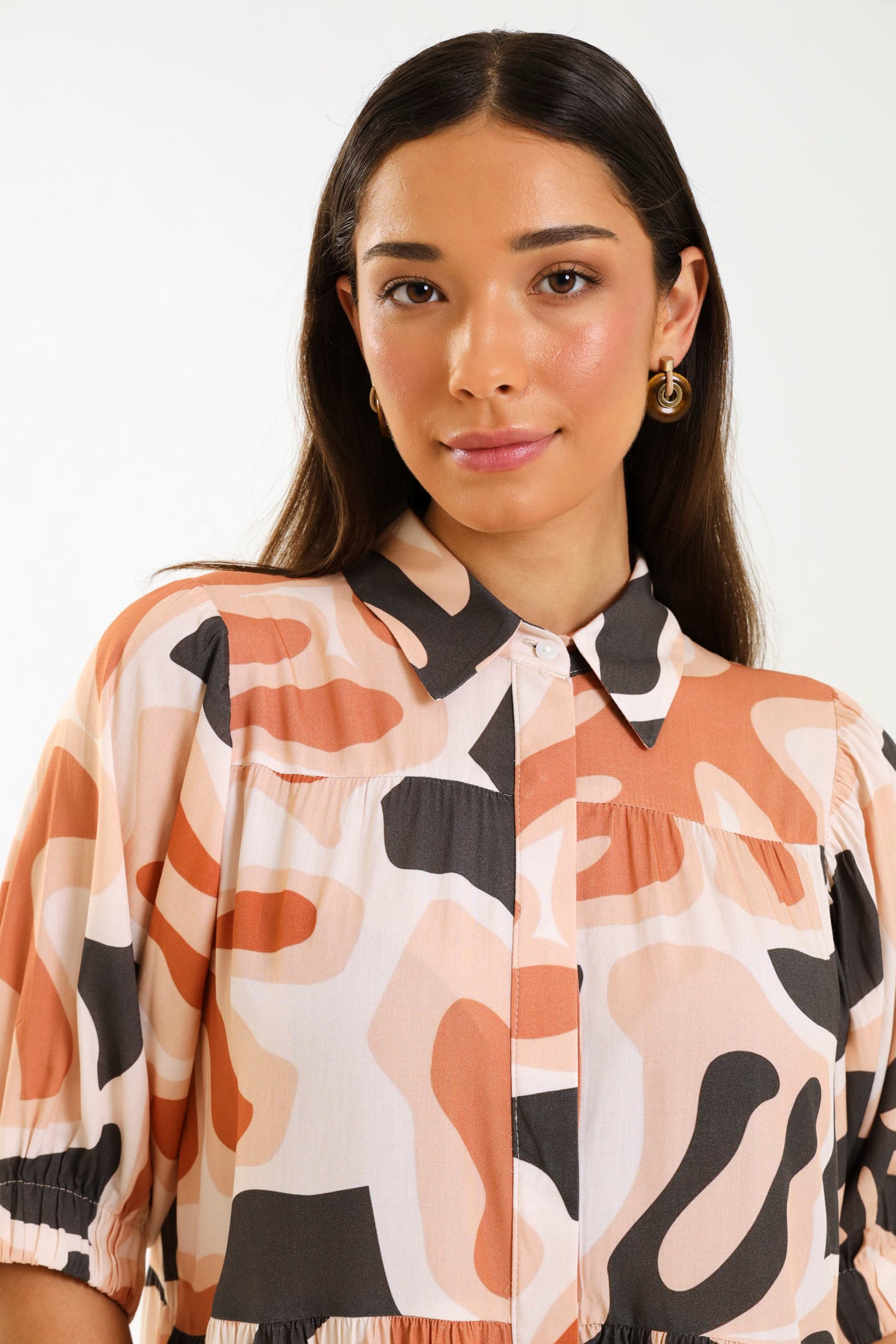 RUFFLE MIDI DRESS / CORALIS