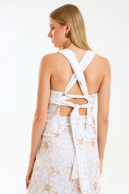 HALTER TOP / IVORY BOTANICA