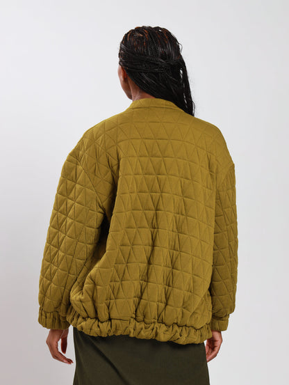 OVERSIZED BOMBER JACKET / CHARTREUSE QUILT