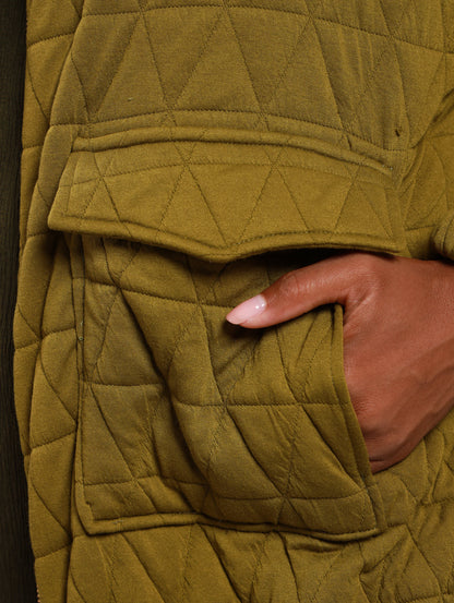 OVERSIZED BOMBER JACKET / CHARTREUSE QUILT