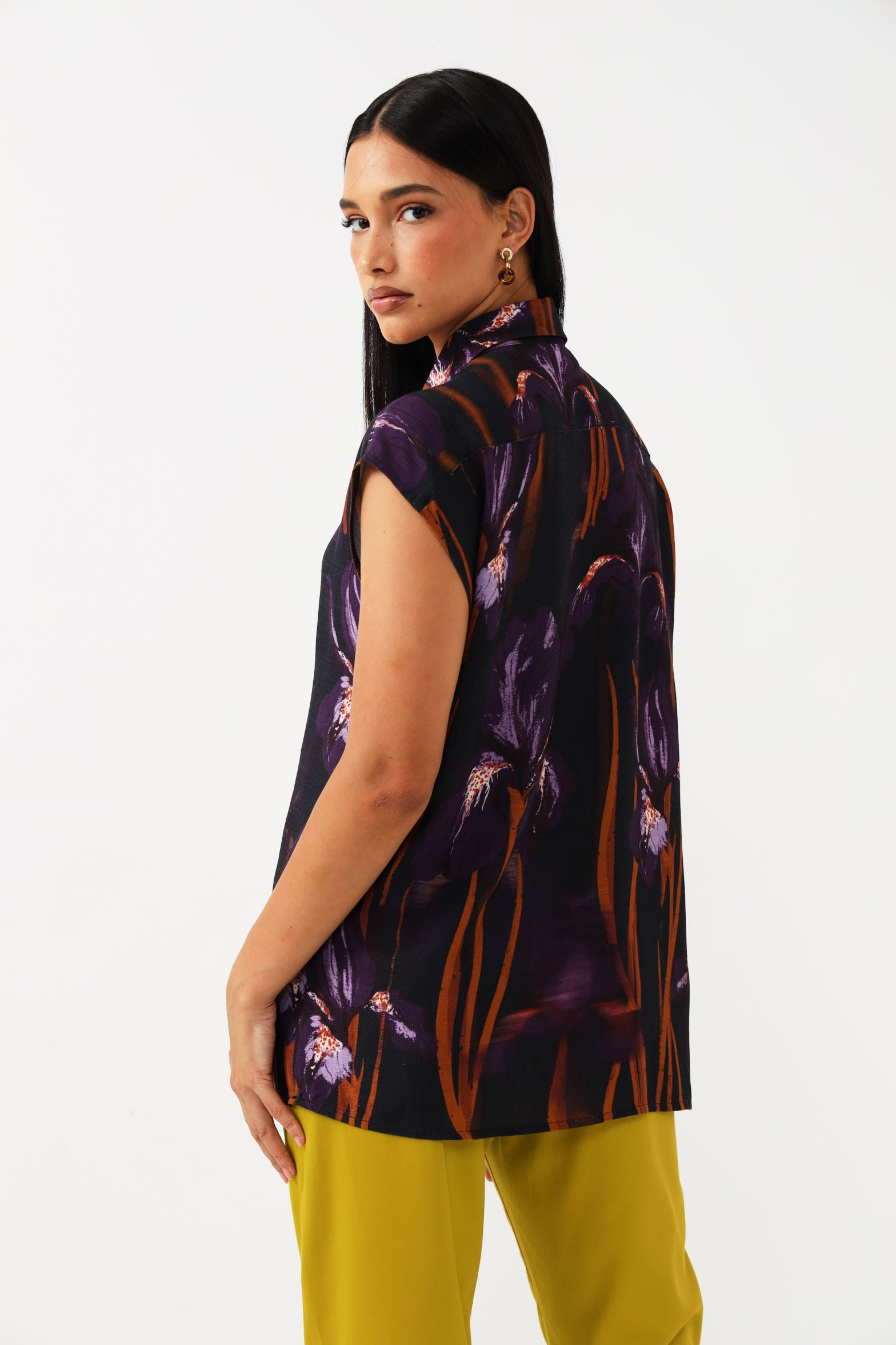 CAPPED SLEEVE TOP / WILD IRIS