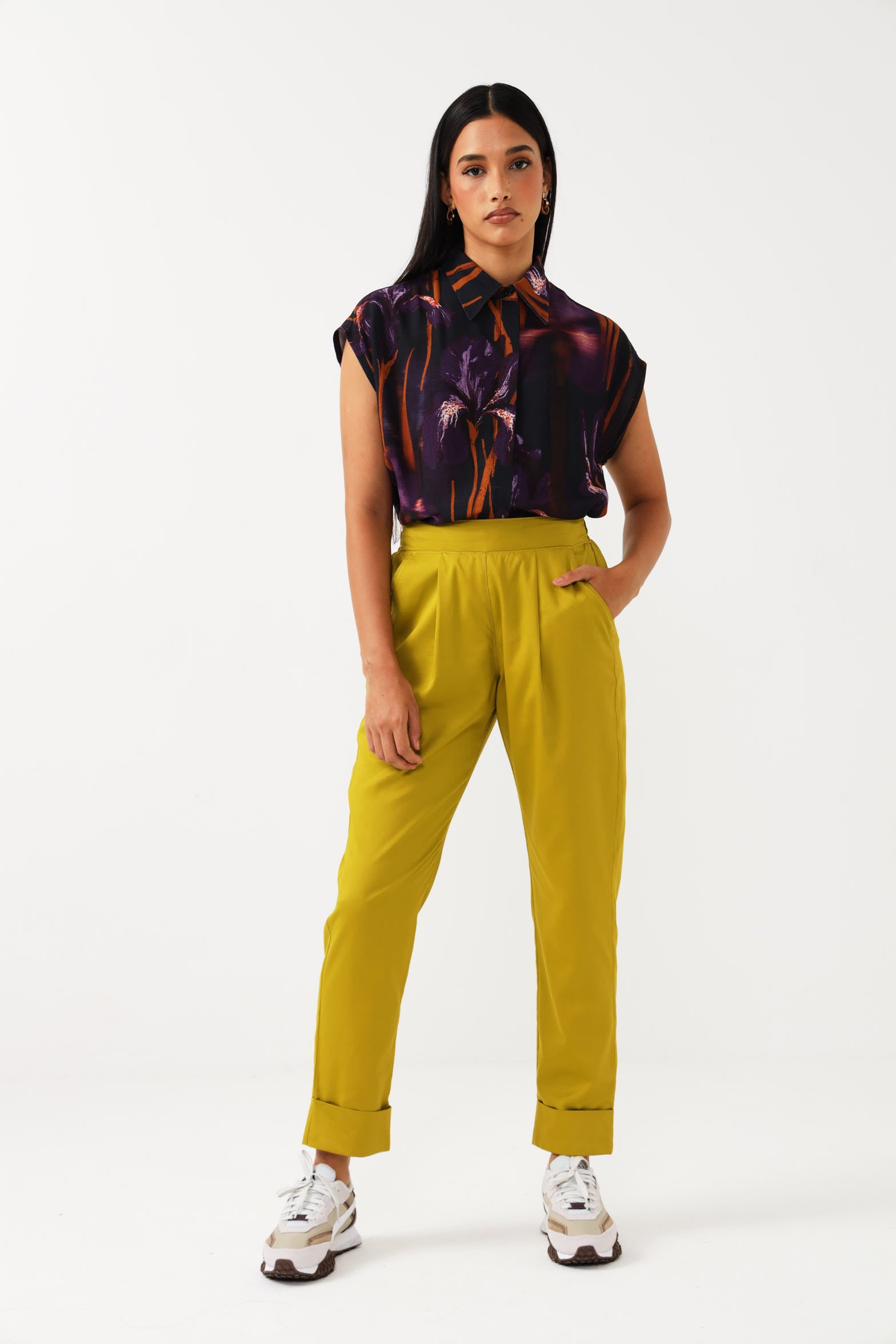 CAPPED SLEEVE TOP / WILD IRIS
