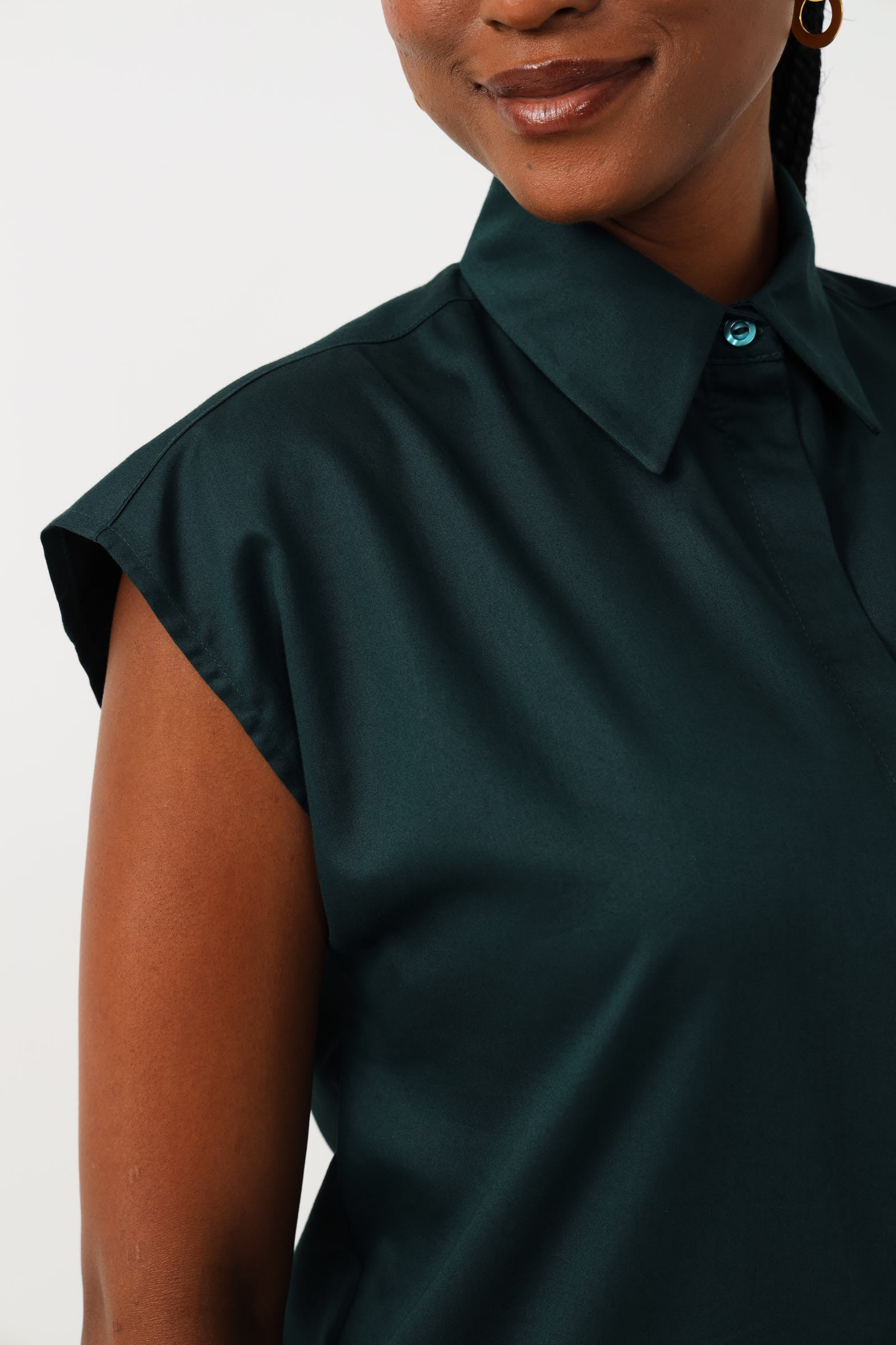 CAPPED SLEEVE TOP / TEAL
