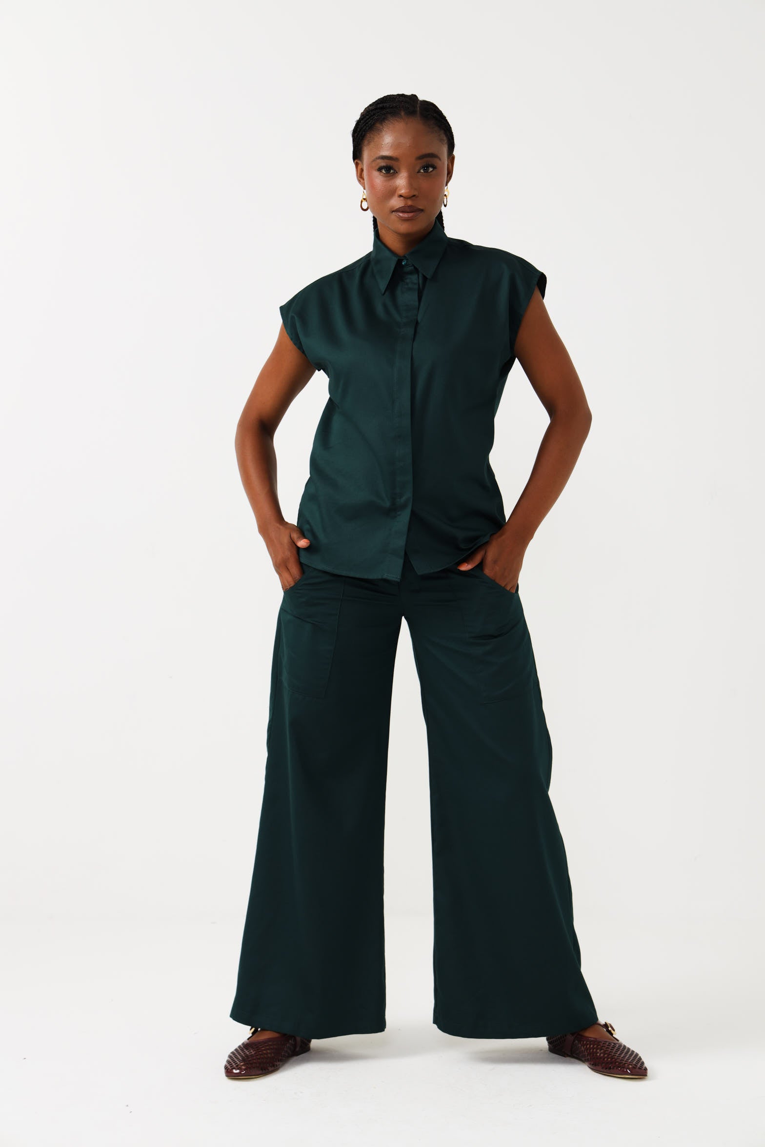 CAPPED SLEEVE TOP / TEAL – MUZE