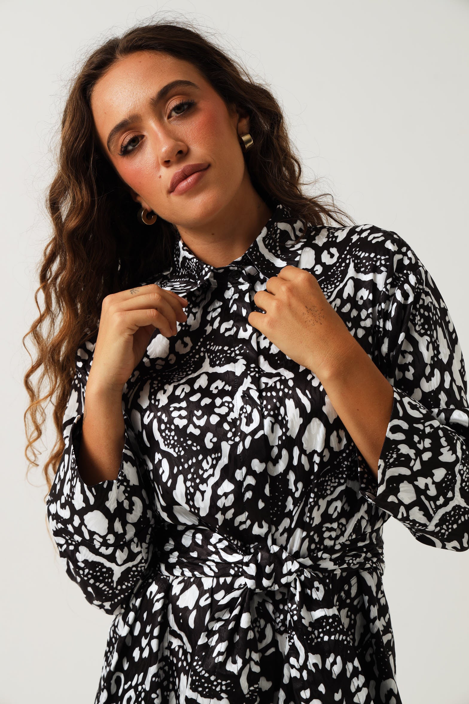 MAXI SHIRTDRESS / MONOCHROME ANIMAL