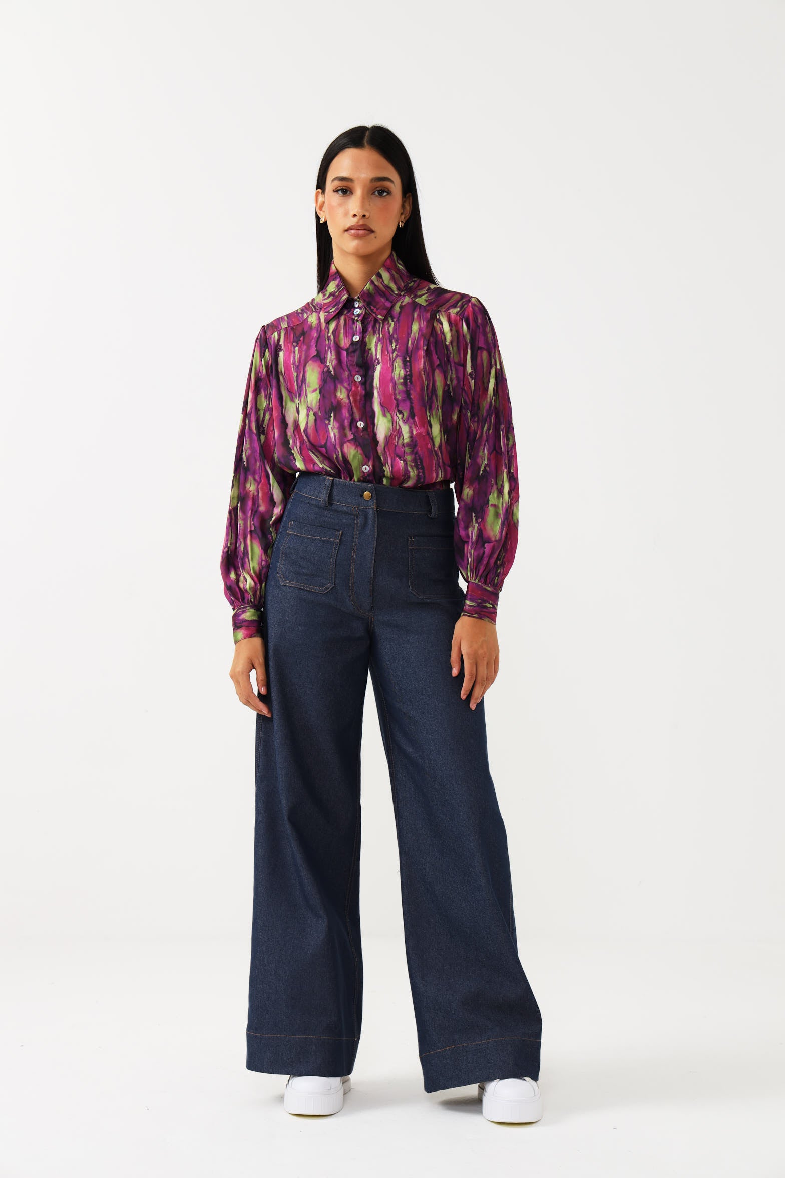 OS BOYFRIEND TOP / VIOLET WATERCOLOUR