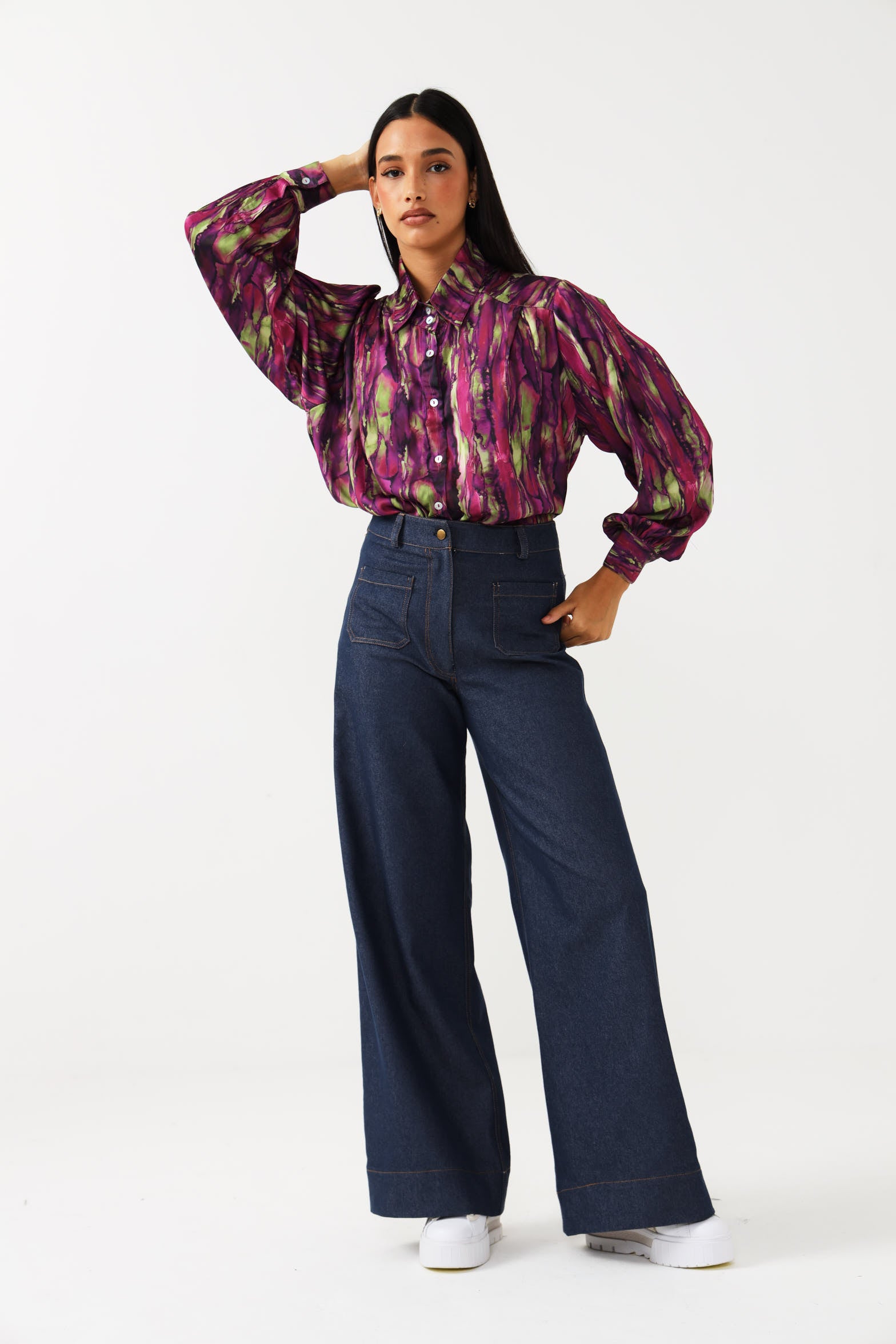 OS BOYFRIEND TOP / VIOLET WATERCOLOUR
