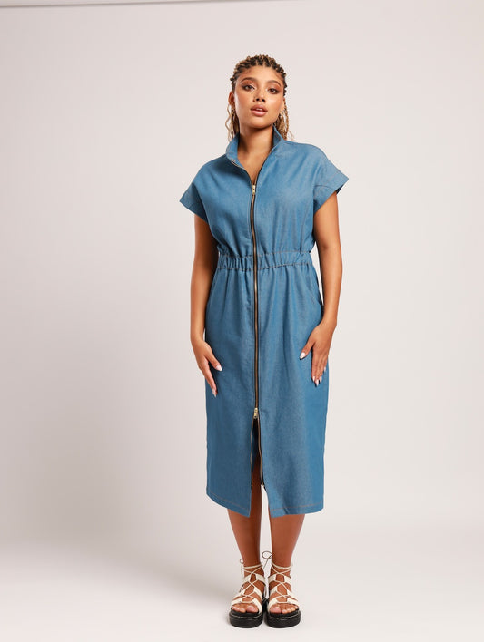 ZIP FRONT MAXI / DENIM