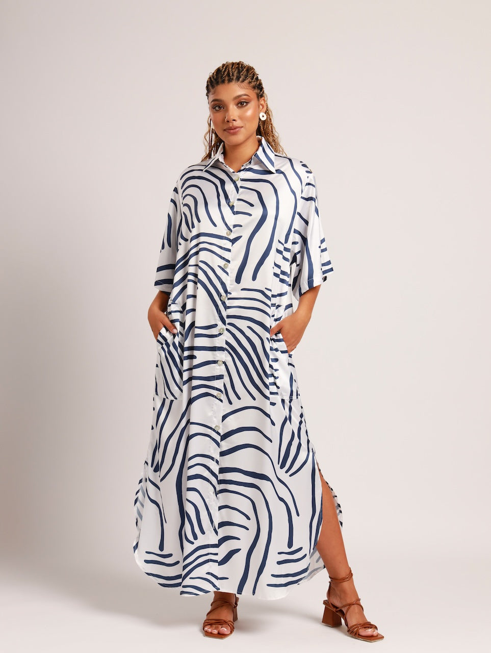 TAB DETAIL MAXI DRESS / KOKOMO WAVES