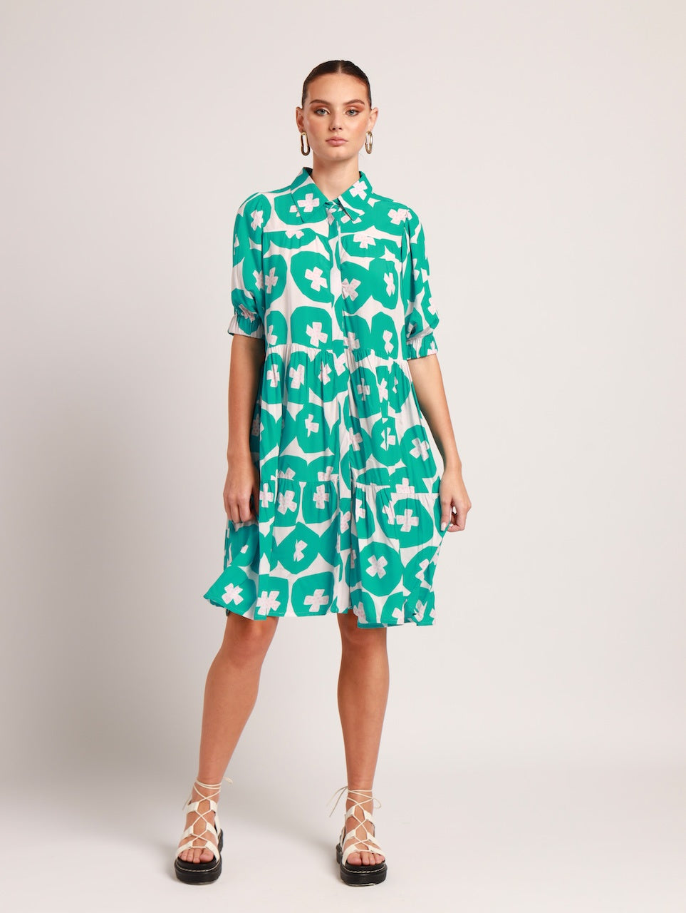 MIDI RUFFLE DRESS / MATISSE POLKA