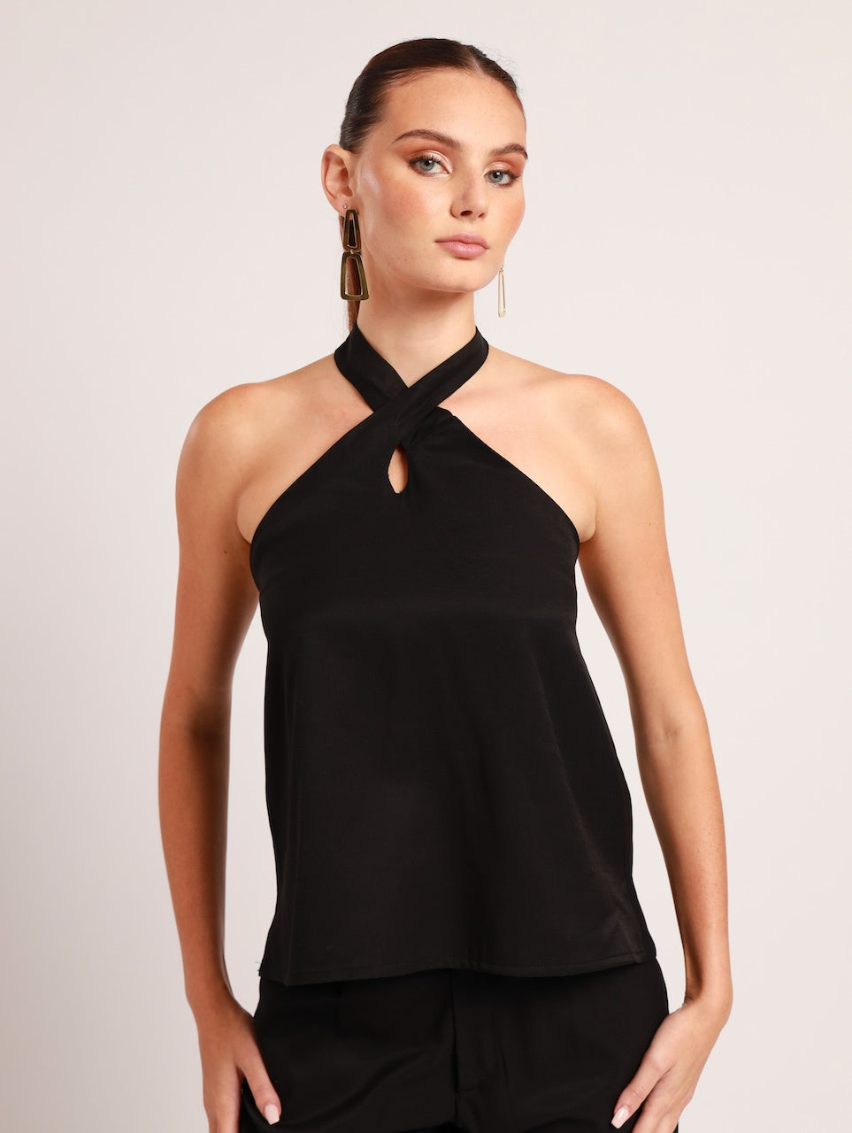 HALTER TIE TOP / BLACK MOSCHINO