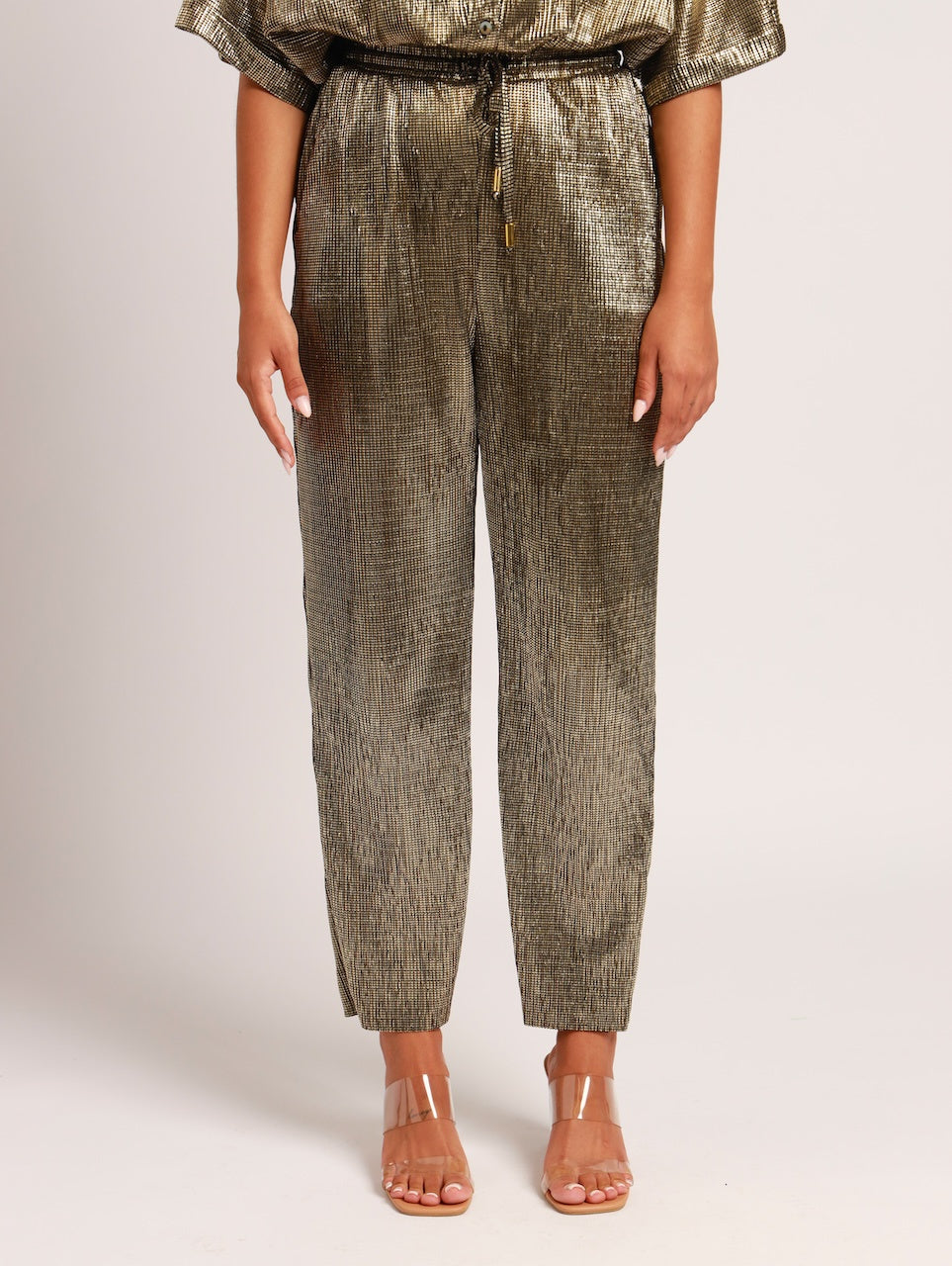 DRAWSTRING PALAZZO / GOLD STUD FOIL