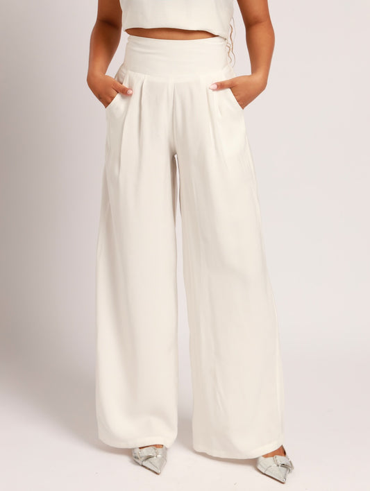 HIGH WAISTED PALAZZO / MADRID WHITE