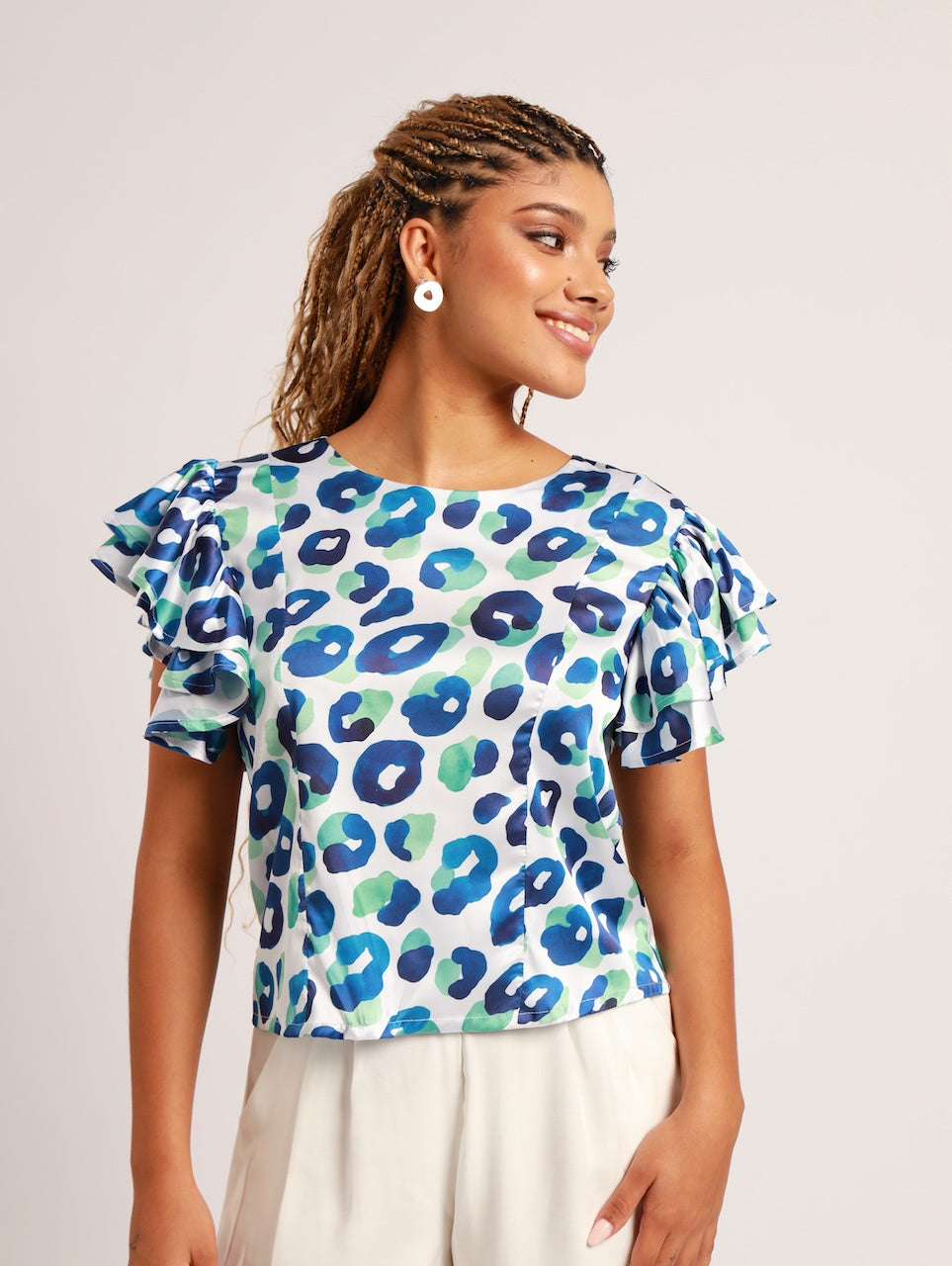 XO FRILL TOP / TROPICAL LEOPARD