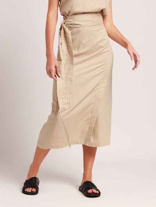 WRAP SKIRT / NATURAL HERRINGBONE