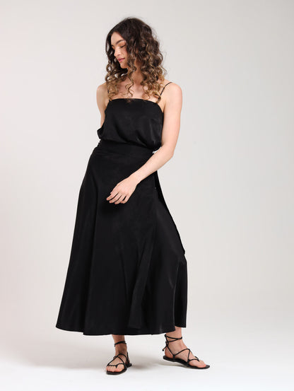 CAMI TOP / BLACK SATIN TWILL
