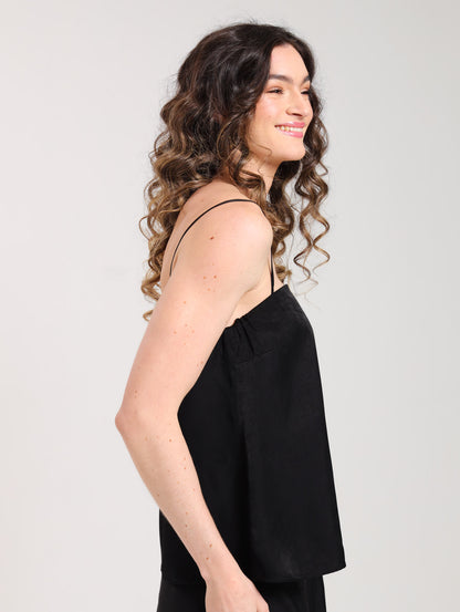 CAMI TOP / BLACK SATIN TWILL