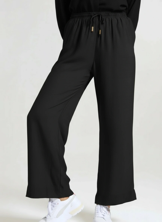 DRAWSTRING PANTS / EBONY SATIN TWILL
