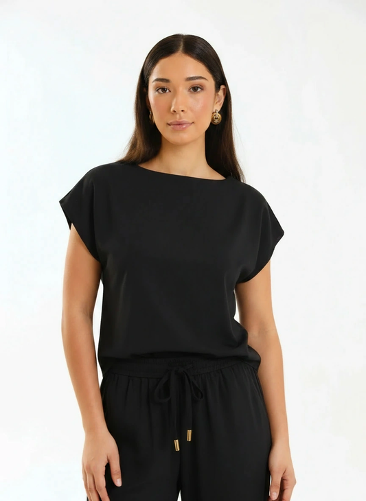 BOX TOP  / EBONY SATIN TWILL