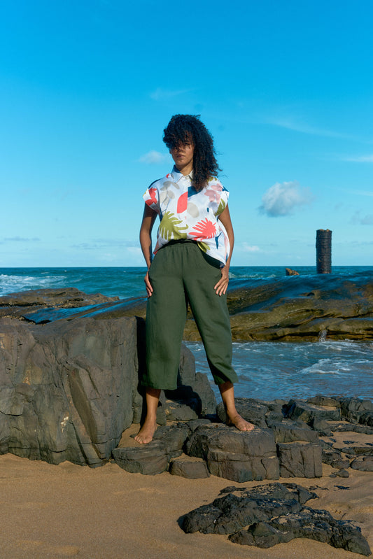 PAPERBAG CULOTTES / OLIVE LINEN