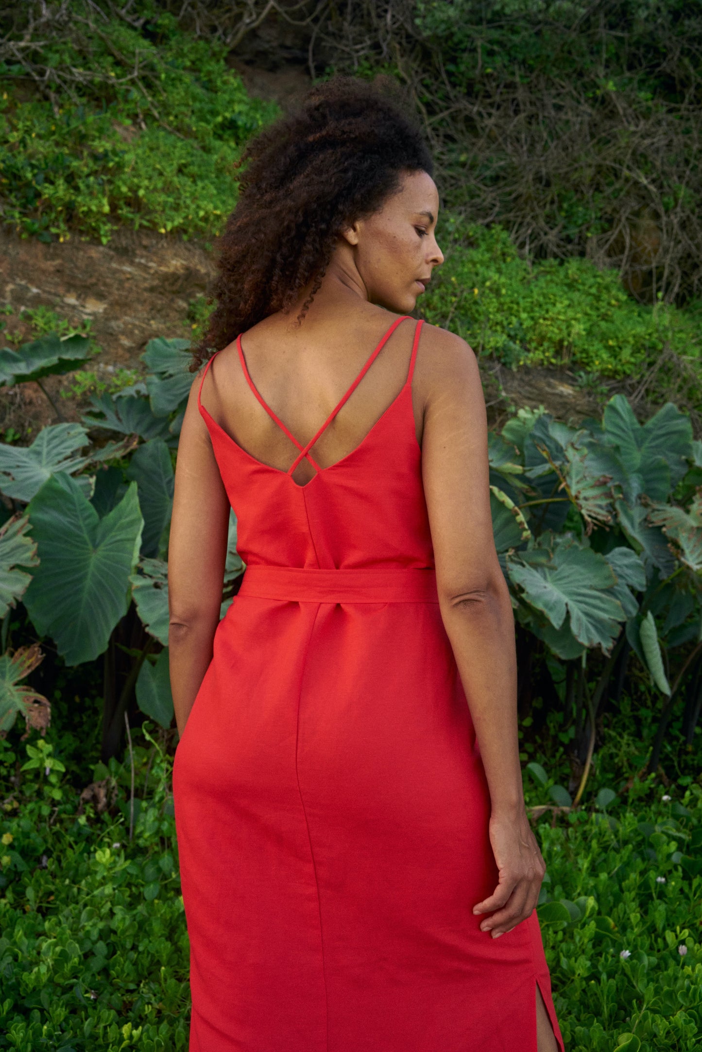 STRAPPY SHIFT DRESS / FIESTA LINEN