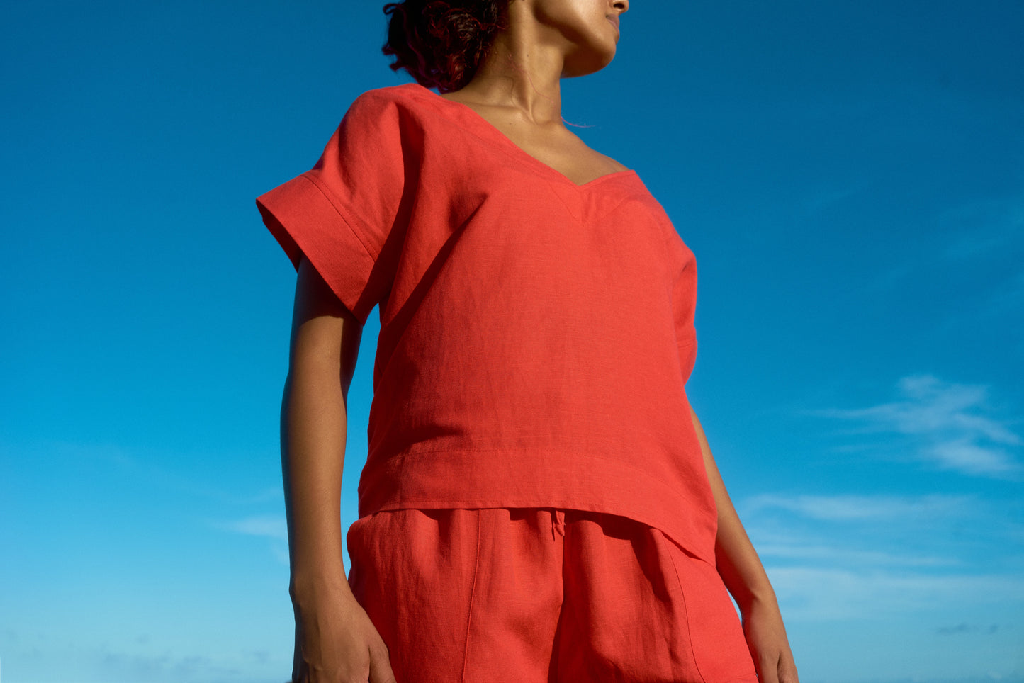 REVERSIBLE BOX TOP / FIESTA LINEN